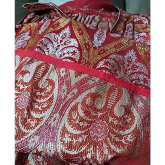 Vtg Silvano Of Roma Heiser Brocade Dress Red Gold Silver 1950s Party Cocktail - Picture 8 of 11